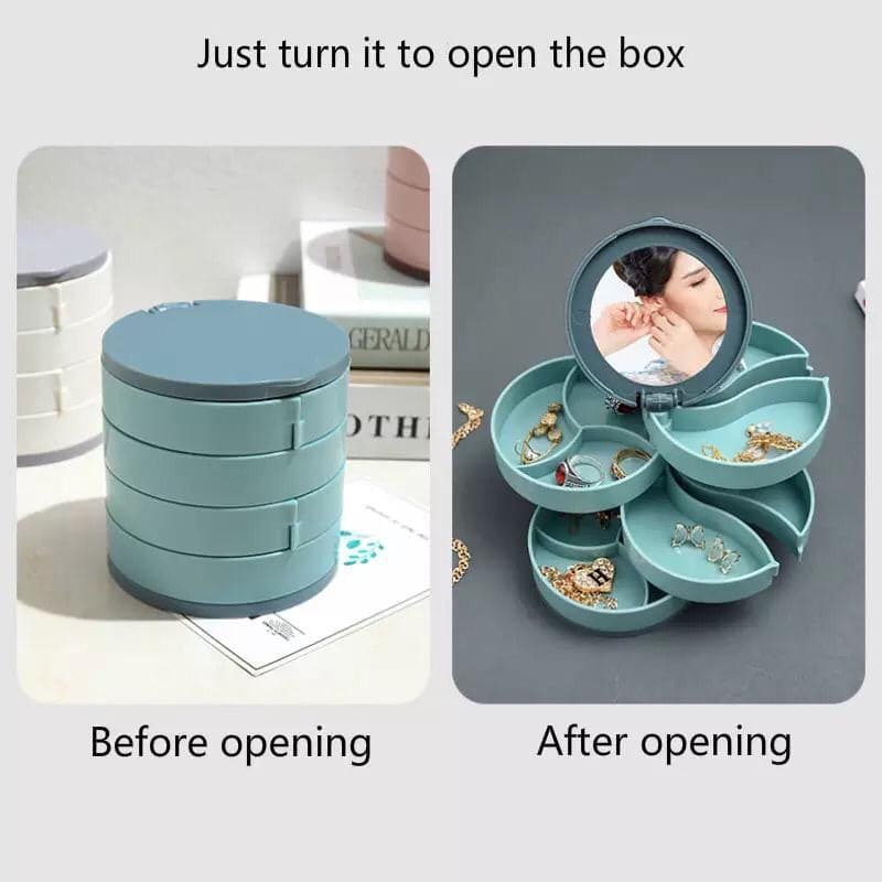 Multilayer Rotating Plastic Jewellery Organizer With Mirror, Earrings Display Stand, Small Accessories Storage Box Multilayer Rotating Plastic Jewellery Organizer With Mirror, Earrings Display Stand, Small Accessories Storage Box